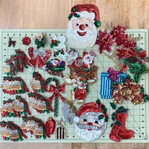 Vintage Christmas Sequin Patches-Lot of 80!